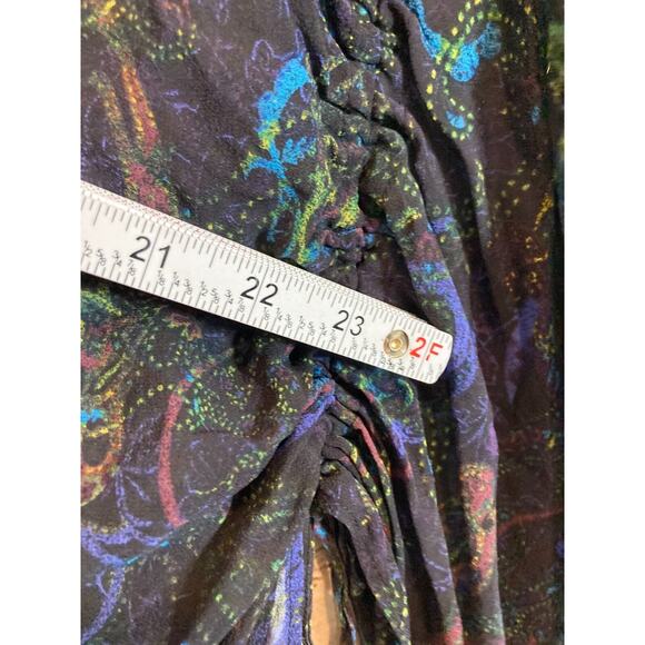 Chico's Silk Kimono Top Womens Large Paisley Beaded Dark Romantic Sheer - Picture 7 of 12